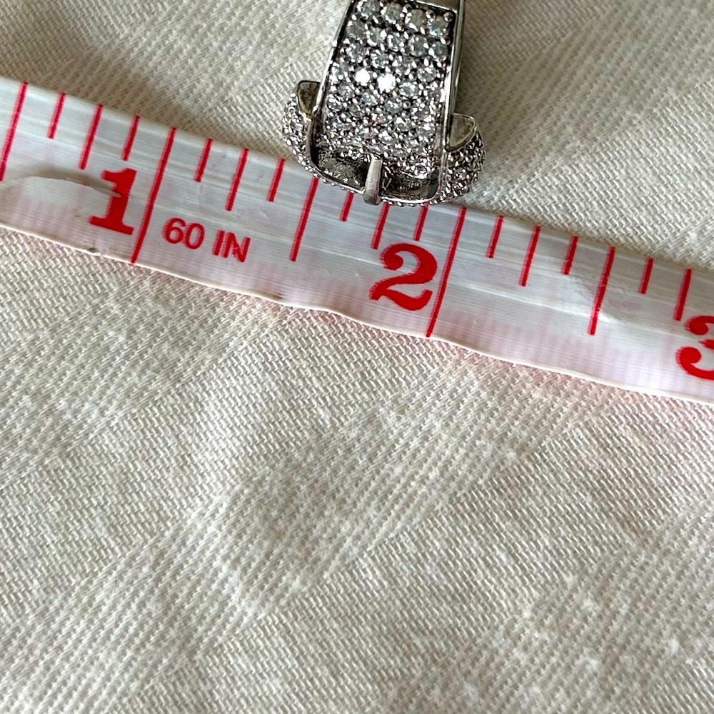Vintage Silver Diamond Buckle Ring Size 5 - Picture 6 of 9
